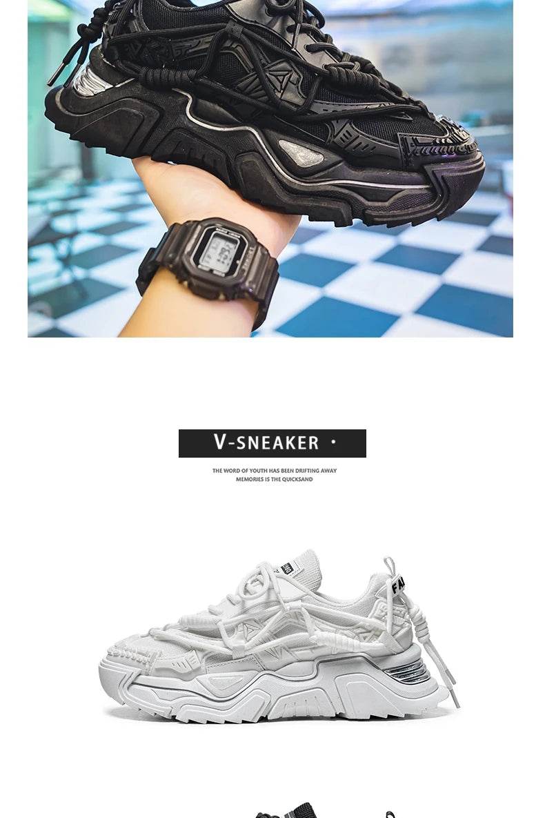 Platform Men Shoes Fashion Clunky Sneakers Men Casual Shoes Breathable Sports Dad Shoes Male Fitness Footwear 2023 - AIAZ