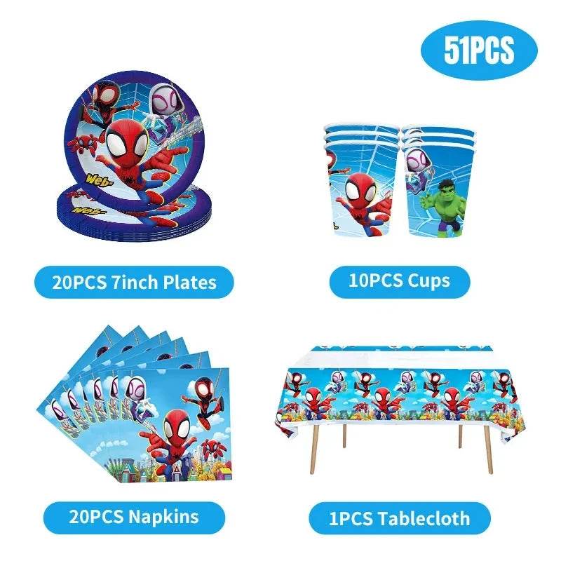Spidey And His Amazing Friends Birthday Decoration Party Supplies Paper Cups Plates Napkins Tableware Tablecloth Kids Balloons - AIAZ