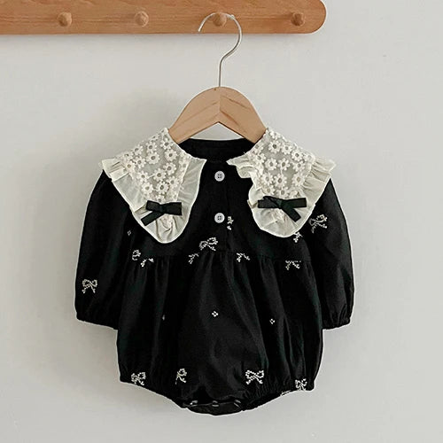 2025 New Spring 0-24M Baby Girl Clothing Infant Baby Girls Jumpsuit Long Sleeved Cotton Embroidery Newborn Baby Girls Bodysuits