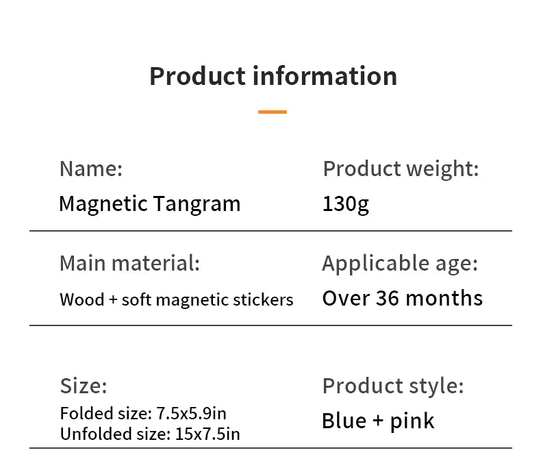 Montessori Wooden Jigsaw Magnetic Tangram Puzzle Book Educational Toys For Kid Learning Logical Game Geometric Shape Block