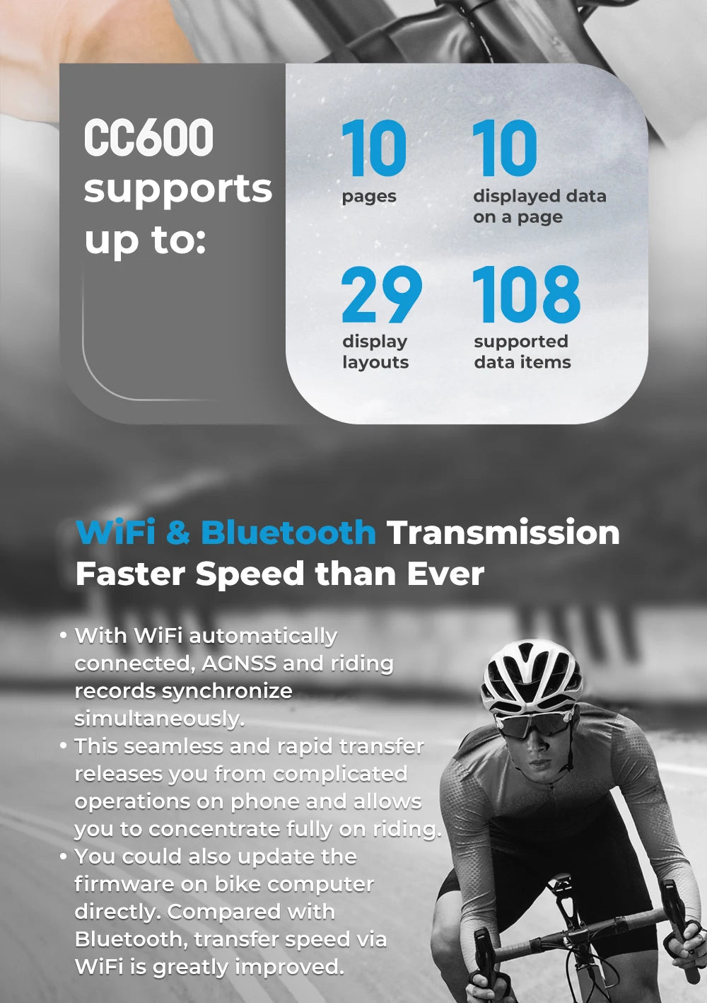 GEOID CC600 Color Screen Bike Computer Smart Navigation GPS Wireless Bicycle Speedometer WIFI ANT+ 11 Languages Cycling Odometer