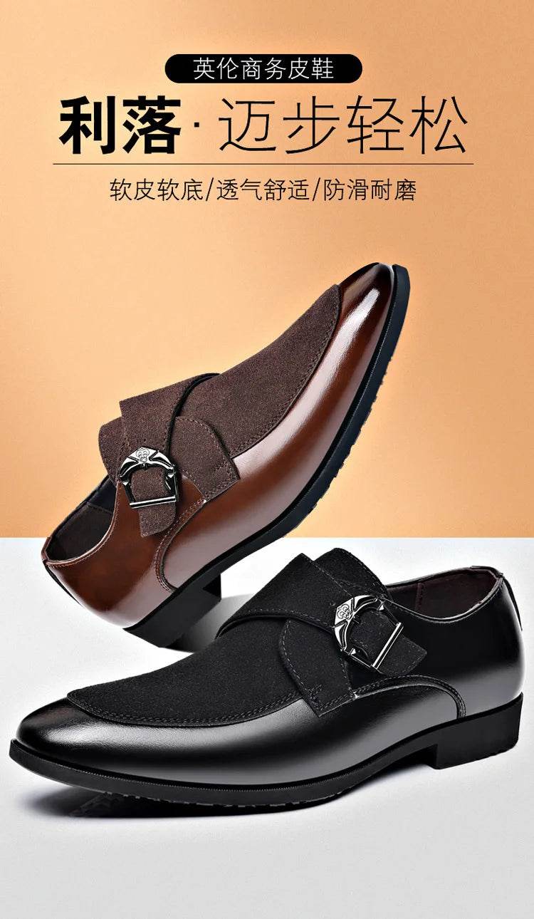 Casual Business Shoes for Men Point Toe Men Dress Buckle Shoes Luxury Men's Wedding Formal Shoes Derby Party Oxford Footwear - AIAZ