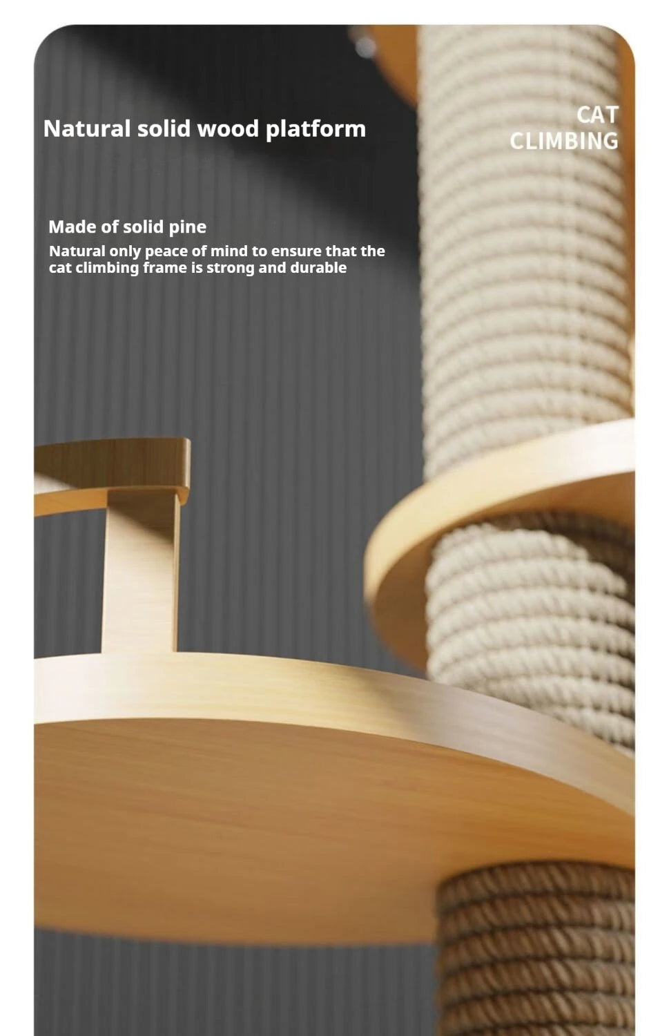 Adjustable Cat Tree House Tower Multi-function Floor To Ceiling Wooden House Tower Soft with Pet Condo Flannel Hammock Bed