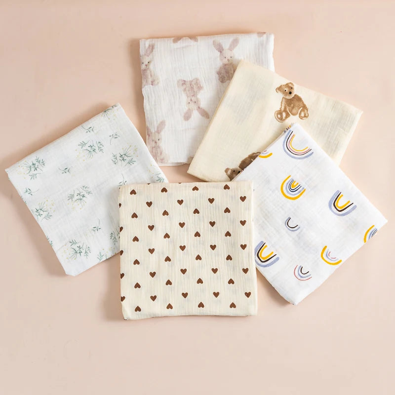 Ins Baby Blanket Muslin Swaddle 2 Layer Cotton Receive Blankets for Newborn Bath Towel Summer Bedding Baby Items Mother Kids