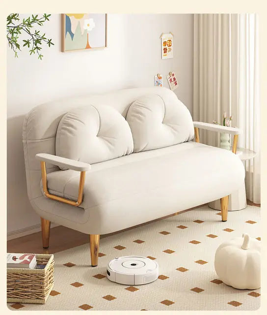 Folding Sofa Bed Dual Use Single Small Unit Balcony Living Room Multi Functional Clouding Stretching Relaxing Sofa Two Seat