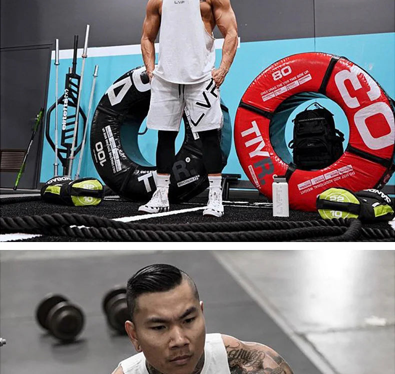 Men's Brand Summer Gym Cotton Tank Top Sleeveless Shirt Man Bodybuilding Clothing Casual Fitness Workout Running Vest Sportswear