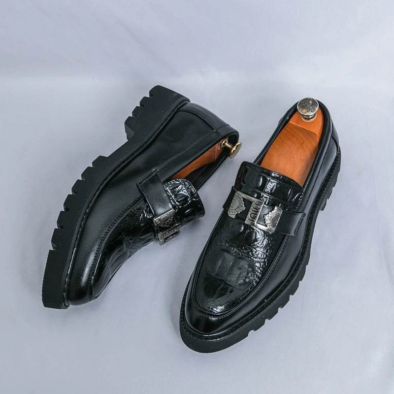 2025 men's party and business loafers, thick-sole men's formal thick-sole shoes, comfortable slip-on fashion casual shoes - AIAZ