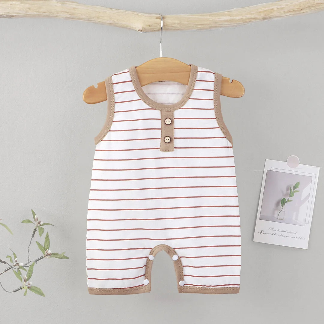 Summer Sleeveless Baby Rompers 0-2Y Striped Onesies for Newborn Baby Boy Infant Girl Striped Jumpsuit Baby Clothing