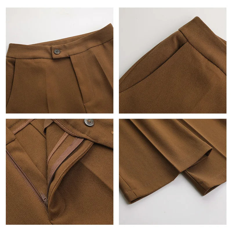 NAVIU High End Pant Suit Brown Solid Office Ladies Female Business Work Wear 2 Piece Set Formal Blazer Jacket And Trouser