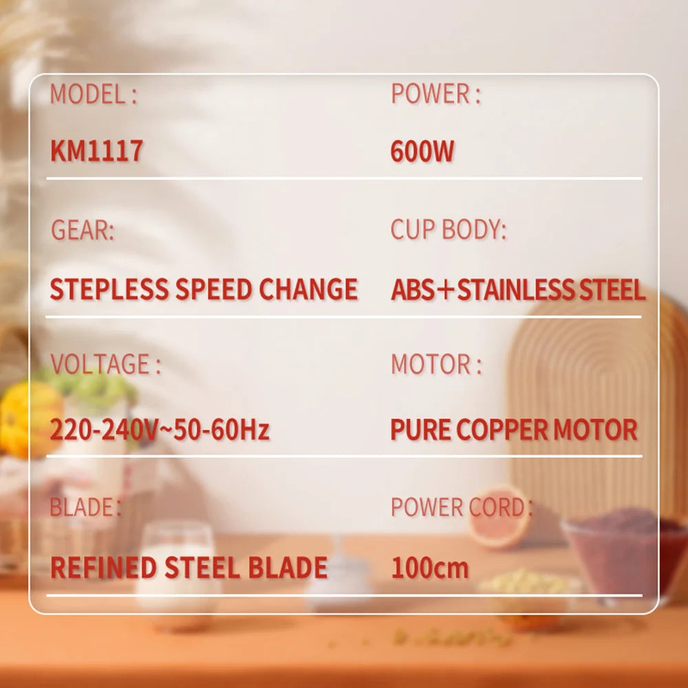 Handheld Electric Fruit Juicer Stainless Steel Electric Small Appliance Portable for Smoothie Mud