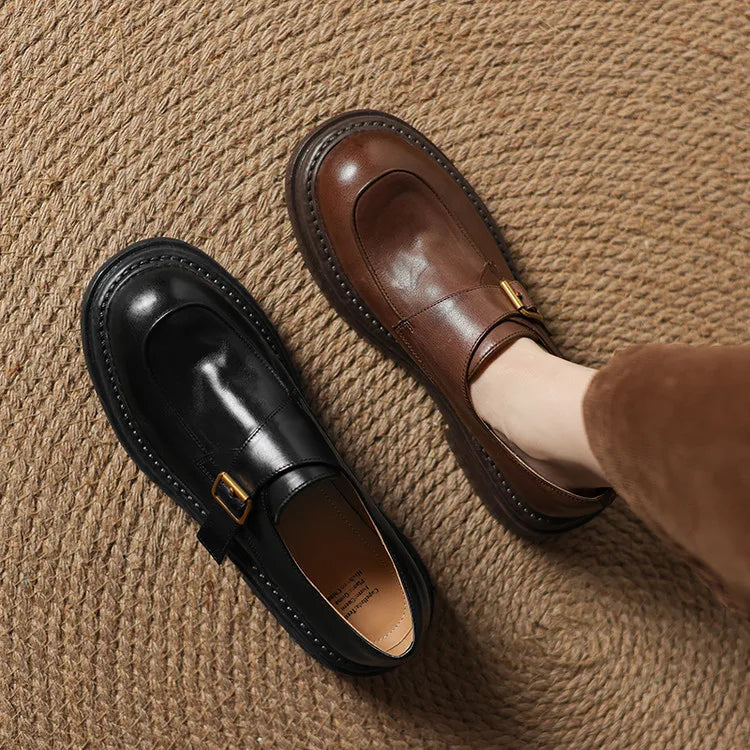 Dress Shoes Women Loafers Cow Leather Sheepskin Rubber Formal Business Suit Ladies 2025 Spring Autumn Handmade