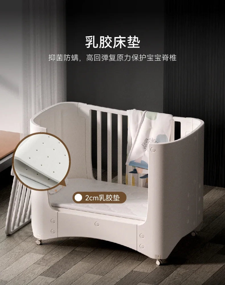 zz  Movable Crib Bed Diaper-Changing Table Lifting Multifunctional Children's Bed Cradle Newborn