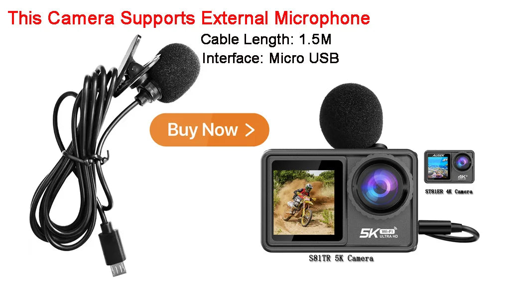 2" IPS Dual Screen Action Camera 5K 30FPS  4K 60FPS 48MP EIS Video With Optional Filter Lens 1080P Webcam Vlog WiFi Sports Cam