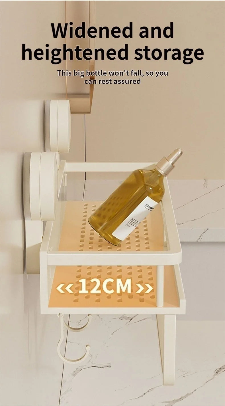 No Need To Drill Suction Cup Bathroom Storage Rack, Wall-mounted Oganizing Rack Cosmetic Storage Rack, Kitchen Storage Rack