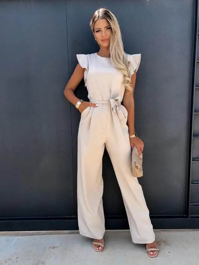 2024 Summer Short Sleeve Wide Leg Jumpsuit For Women Elegant Romper Vintage Streetwear Jumpsuits Overalls Women Jump Suit Woman - AIAZ