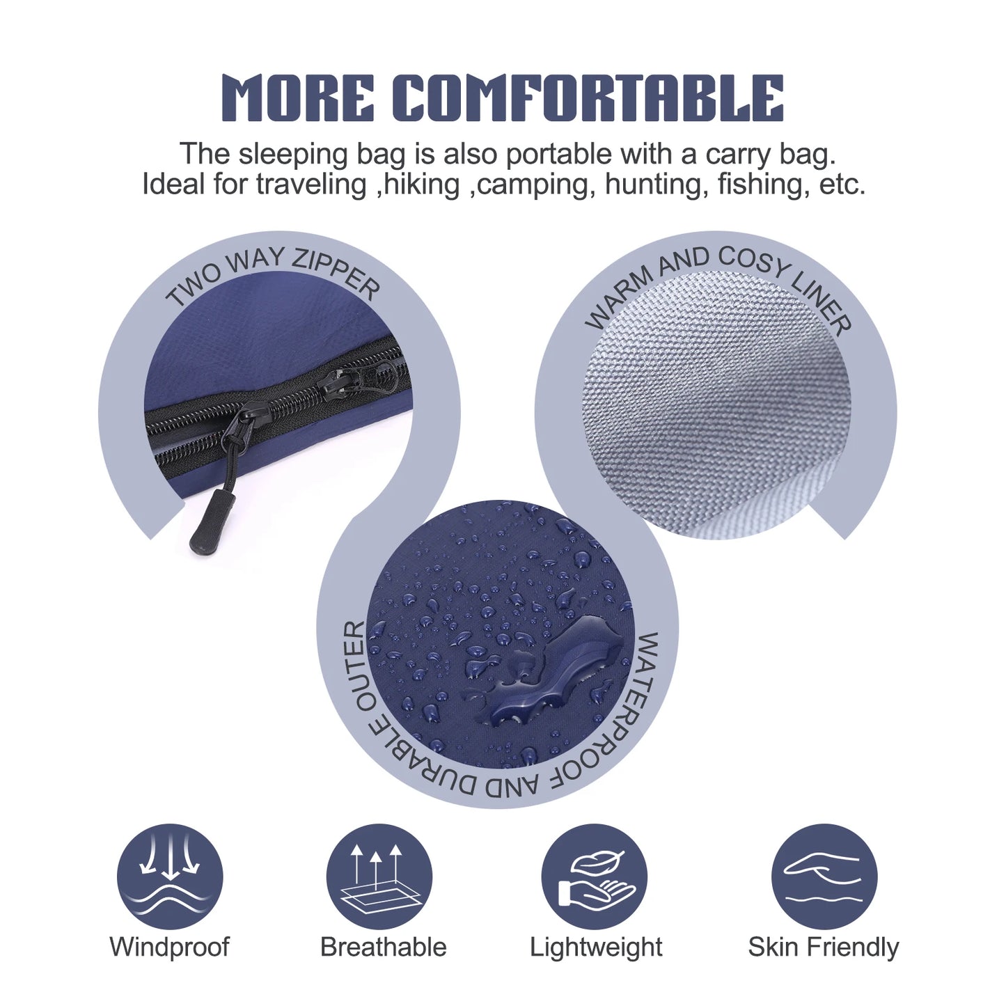 LIXADA Envelope Sleeping Bag Adult Camping Outdoor Mini Walking beach Sleeping Bags Ultralight Travel Bag Spring Autumn