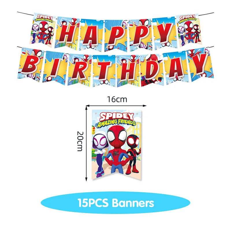 Spidey And His Amazing Friends Birthday Decoration Party Supplies Paper Cups Plates Napkins Tableware Tablecloth Kids Balloons - AIAZ