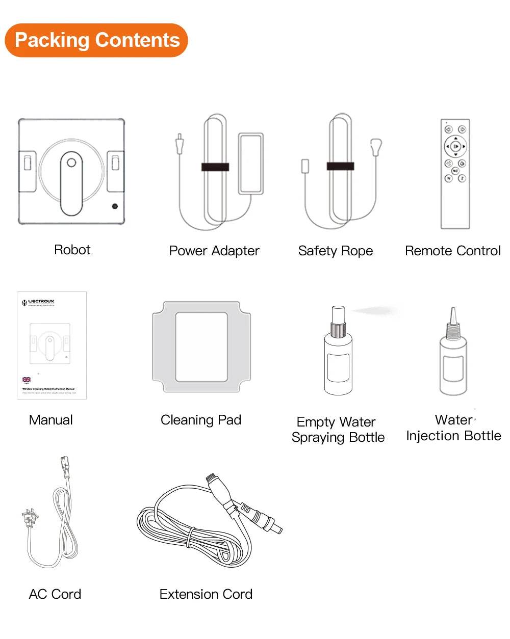 Robot Window Cleaner LIECTROUX YW509,4-Way Water Spray,Home Wall Glass Window Robot Vacuum Cleaner,Updated Laser,Smart Memory - AIAZ