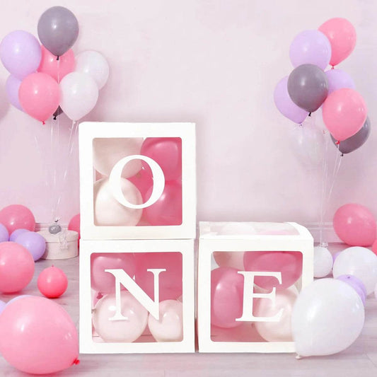 Letter Balloon Box First 1st Birthday Party Decor Kids Girl Boy Baby Shower One 1 Year Old birthday Decor Wedding Party Supplies - AIAZ
