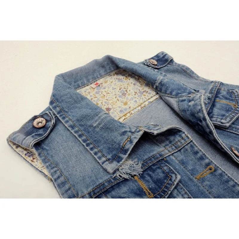 Casual And Fashionable Ripped Sleeveless Denim Vest Top Women's Spring And Autumn Unique Denim Vest Outer Coat Female Tops 2025 - AIAZ