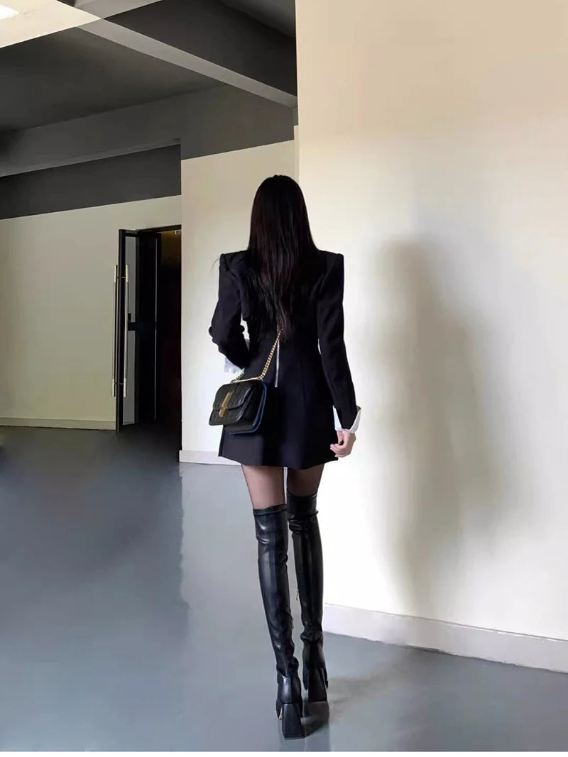 Autumn Winter Street Style Stretch Over The Knee Boots Women Fashion Round Toe Square Platform Heels Long Booties