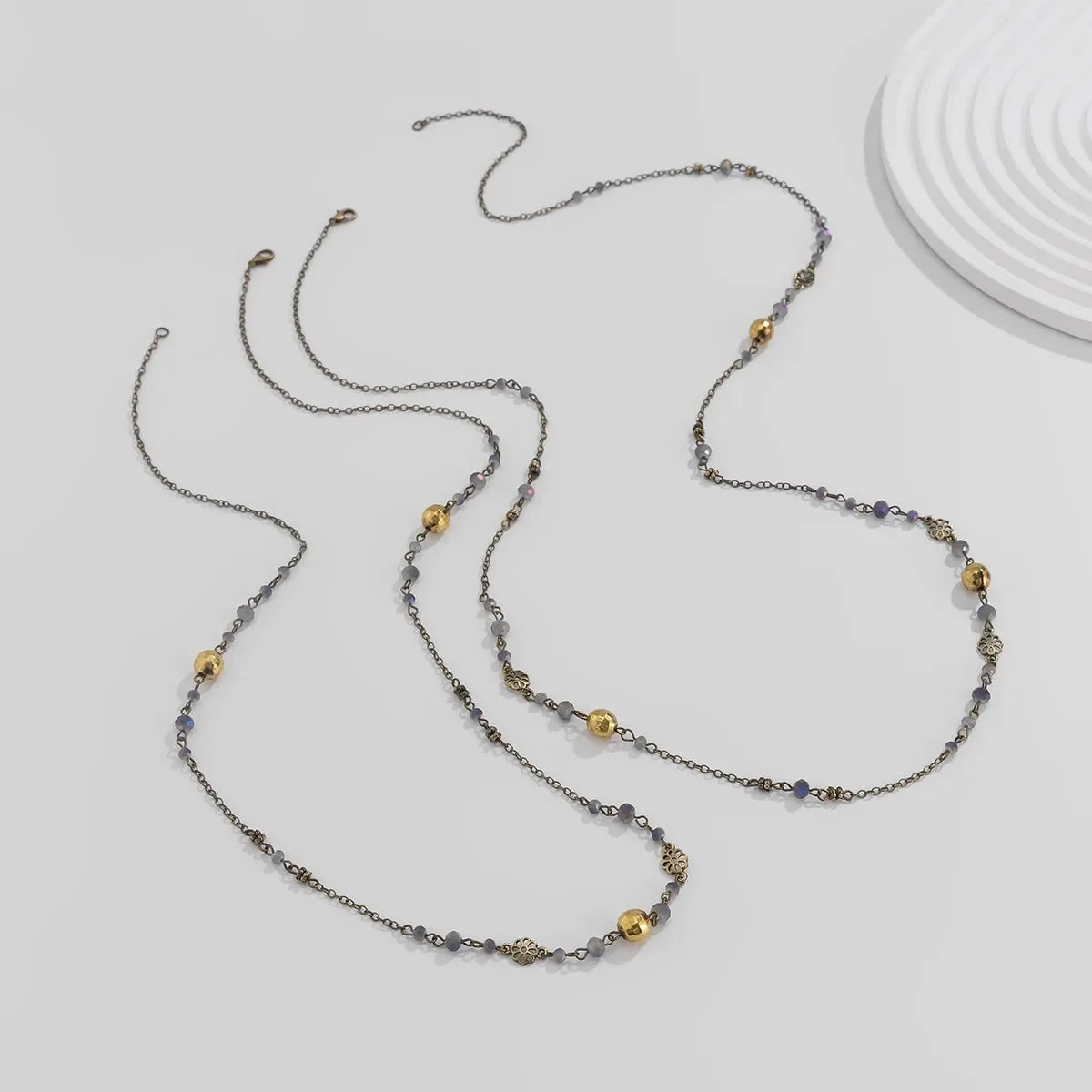 2Pcs/Set Hot Sale Temperament Imitation Pearl Long Chain Necklace for Women Fashion Statement Goth Sweather Link Neck Jewelry