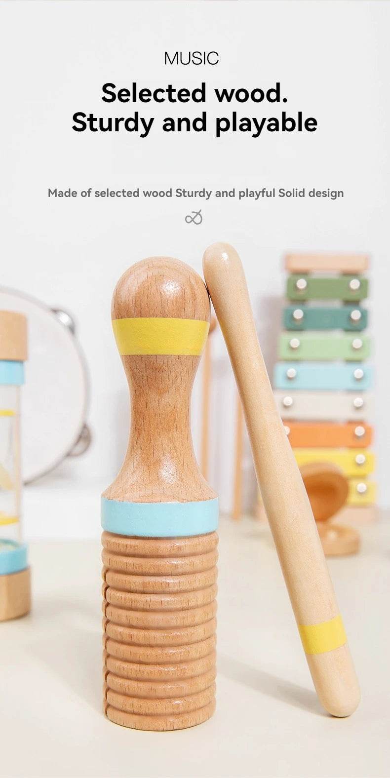 Interactive Musical Toy Wooden Toys Child Percussion Instruments Early Educational Toys Birthday Gifts for Toddlers Girl Boy - AIAZ