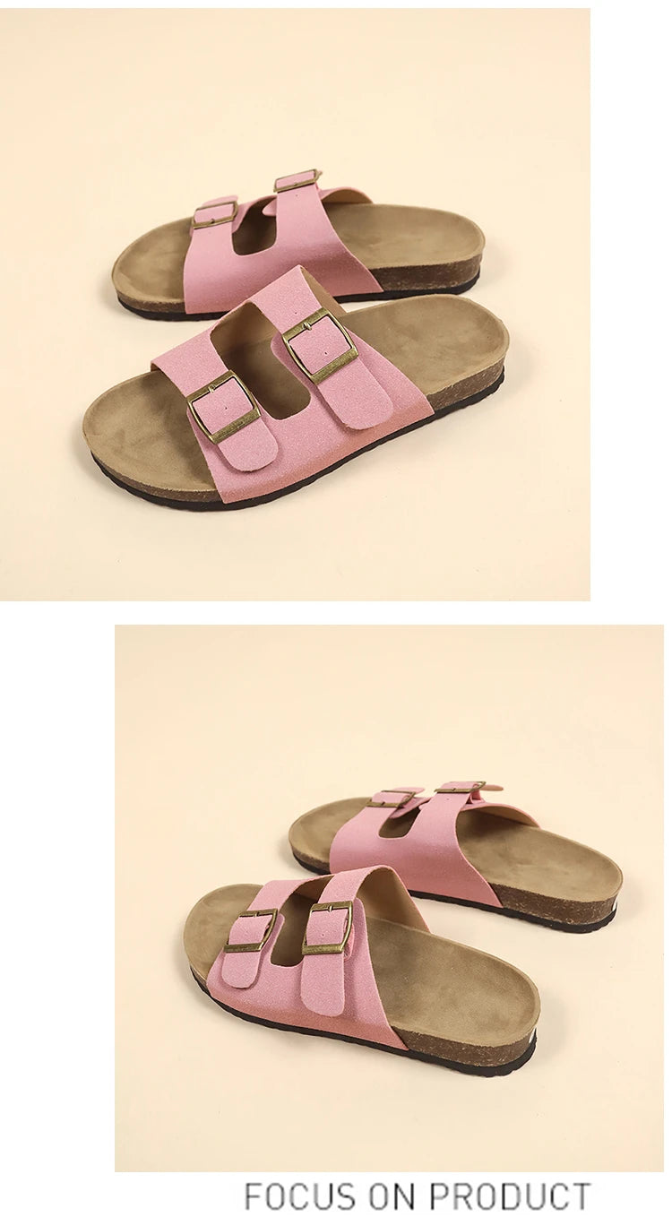 Flat Slippers For Women 2025 New Luxury Men Indoor Bottom Non Slip Cork Slippers Women's Beach Outdoor Home Flip Flops Sandals