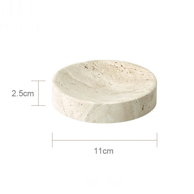 Beige Travertine Bathroom Accessories Set Natural Marble Soap Dispenser Soap Dish Reed Diffuser Vanity Tray Bathroom Set