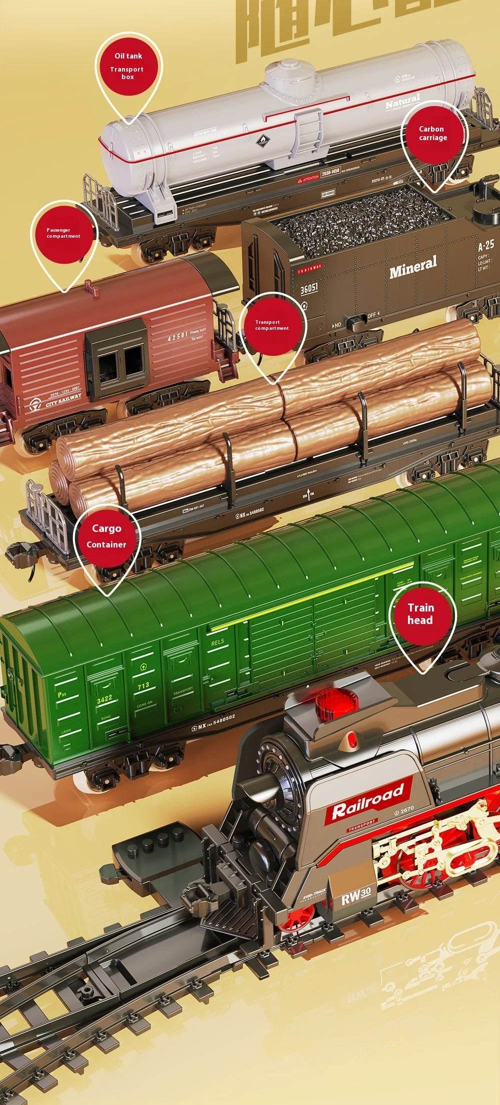 Electric Remote Control Steam Train Toy Green Children's Small Train Color Box Boy's Birthday Gift - AIAZ