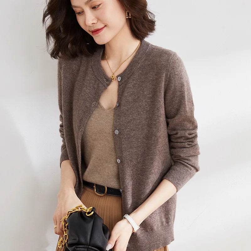Women Cardigans Sweater O-neck Spring Autumn Knitted Cashmere Cardigans Solid Single Breasted Womens Sweaters 2022 - AIAZ