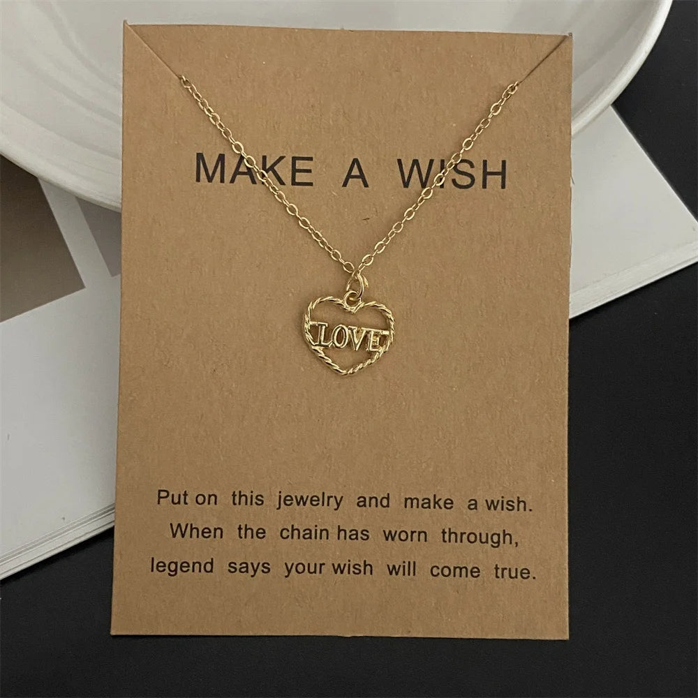 New Fashion Love Heart Pendant Necklace Animial Plam Geometric Trendy Gift Necklace Golden Color Collar Jewelry Wholesale