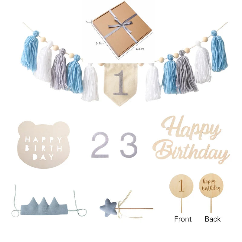 Let's Make Happy Birthday Banner Handmade Tassel Pendant First Boys Girl Baby Shower Birthday Party Balloon Decoration Supplies