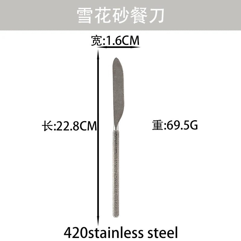 GH304 stainless steel snowflake sand Western food tableware diagonal tail knife fork spoon restaurant hotel home set
