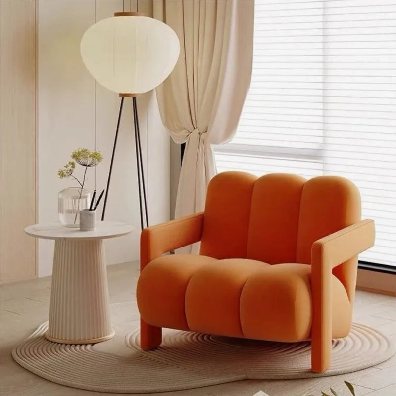 Cream Style Single Lounge Chair Light Luxury Sofa Designer Wool Living Room Reception Single Chair