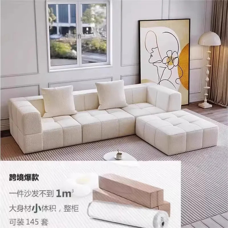 Small Apartment Hotel Living Room Sofa Customized Nordic Light Luxury Style Home Decoration Vacuum Compression Multi-Person Sofa