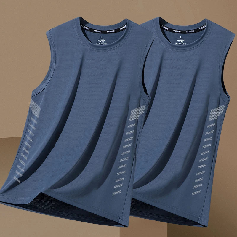 Men's Summer New Sle Qui Dry Sport Vest Loose Ice Silk Svel T-irt Fitn Training Running Baskeall American Sle