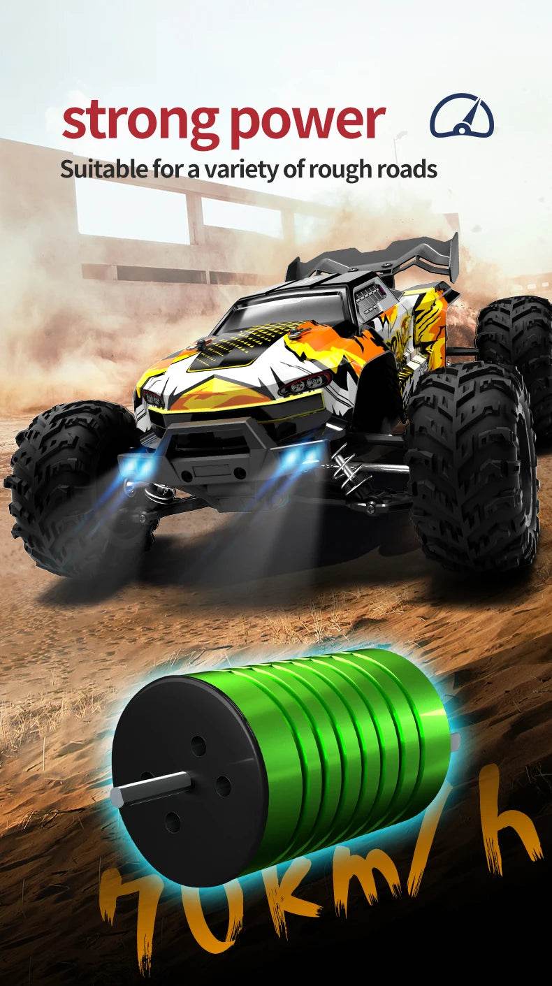 1:16 4WD RC Car 70KM/H Or 50KM/H With LED Remote Control Cars High Speed Drift Monster 4x4 Truck for Kids vs Wltoys 144001 Toys - AIAZ