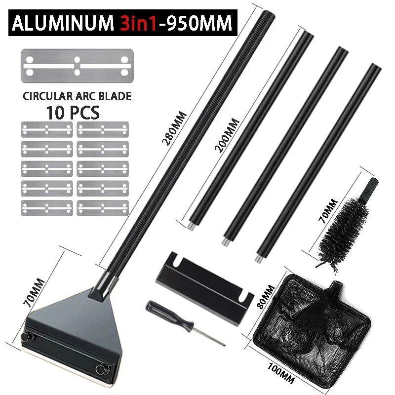 Aquarium flat sand algae removal dual-use glass Algae scraper stainless steel household cleaning to tools Fish tank accessories