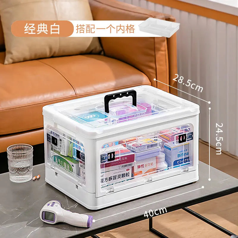 Medicine  Large Capacity Household Storage Box Transparent Emergency Medicine Box Foldable Multi-functional Sorting Box