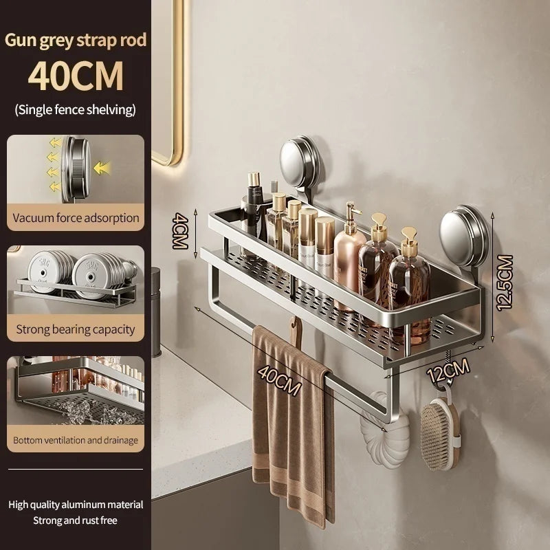 No Need To Drill Suction Cup Bathroom Storage Rack, Wall-mounted Oganizing Rack Cosmetic Storage Rack, Kitchen Storage Rack