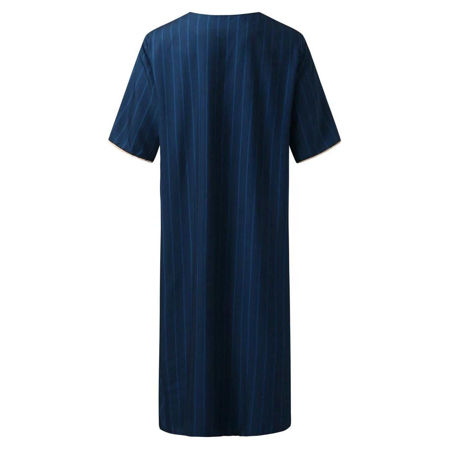 Muslim Men'S Clothing Hand-Embroidered Loose Breathable Summer Fashion Loose Robe Dubai Luxury V-Neck Short Sleeve Printing - AIAZ
