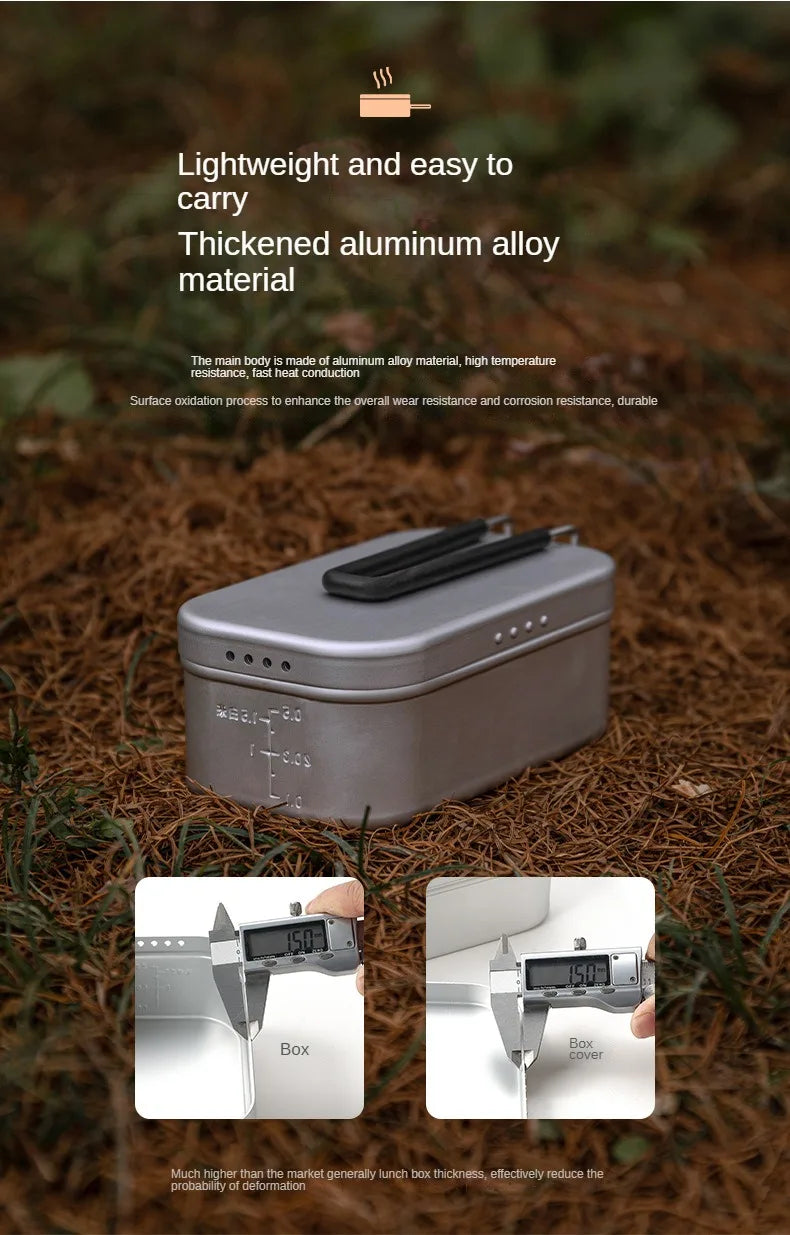 Campingmoon Hard Alumina Alloy Portable Heated Picnic Outdoor Camping Cookware Bento Lunch Meal Box