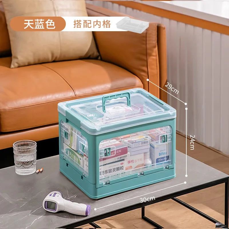 Medicine  Large Capacity Household Storage Box Transparent Emergency Medicine Box Foldable Multi-functional Sorting Box