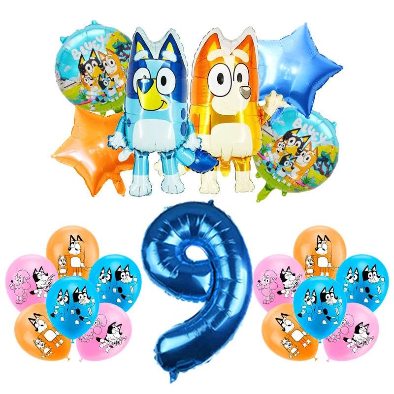 New Bluey Birthday Party Decoration Latex Balloons Bingo Aluminum Film Balloon Disposable Tableware Kids Event Supplies Backdrop - AIAZ