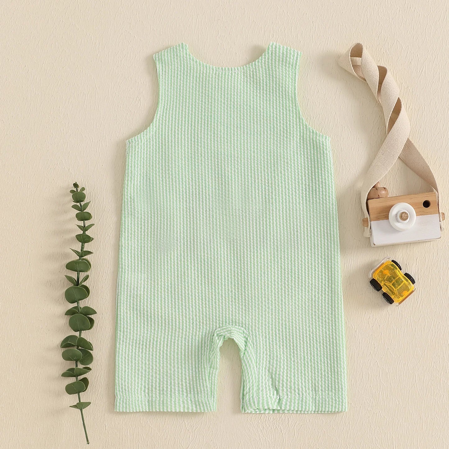 Citgeett Summer Infant Baby Boys Romper Casual Embroidery Striped Sleeveless Jumpsuit Cute Clothes
