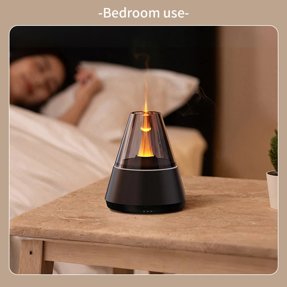 New Colorful Simulated Flame Night Light with Ultrasonic Air Humidifier 150ml Candle Flame Essential Oil Aroma Diffuser for Home
