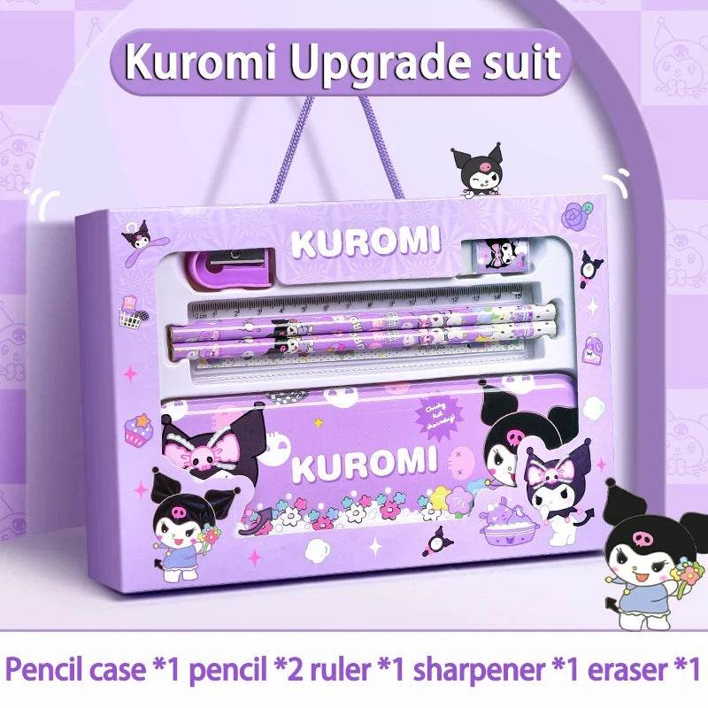 Sanrio Kuromi Melody Cinnamoroll Stationery Gift Box Girls Primary School 12-Piece School Supplies for Children Kawaii New Hot - AIAZ
