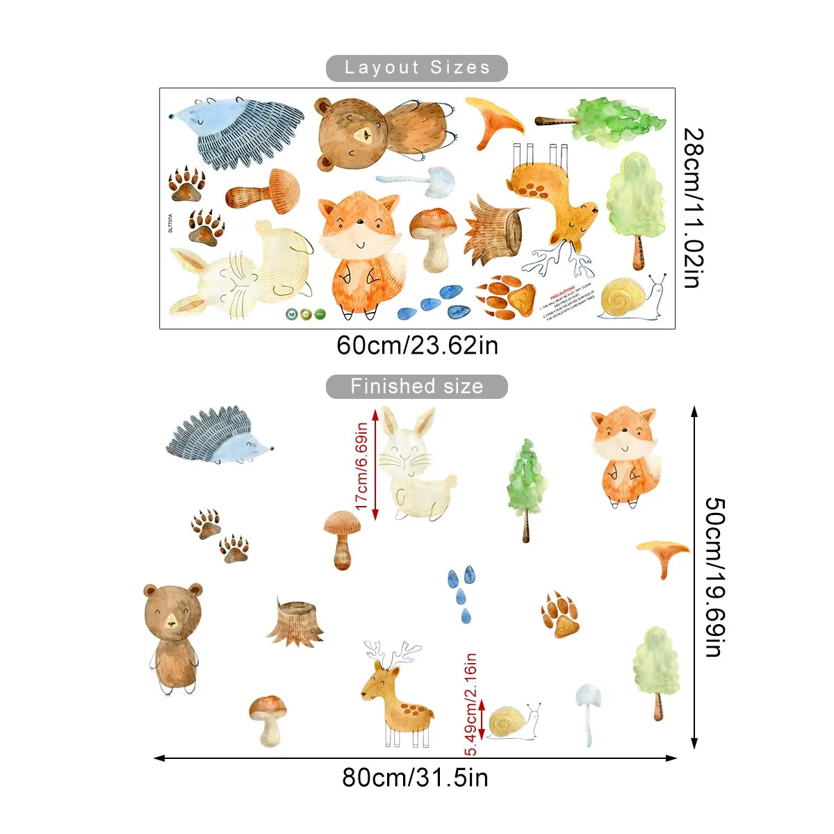 Forest Animals Theme Bear Deer Rabbit Children's Wall Stickers for Kids Room Baby Room Decoration Wallpaper Wall Decals Nursery