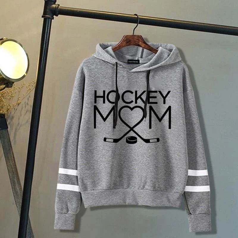 Fashion Women'S Hooded Autumn And Winter Fleece Stripe Hoodies/Sweater For Women Casual Hockey Mom Printed Long Sleeve Pullover - AIAZ